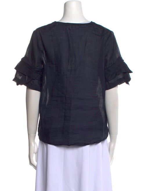 FRAME V-Neck Short Sleeve Blouse