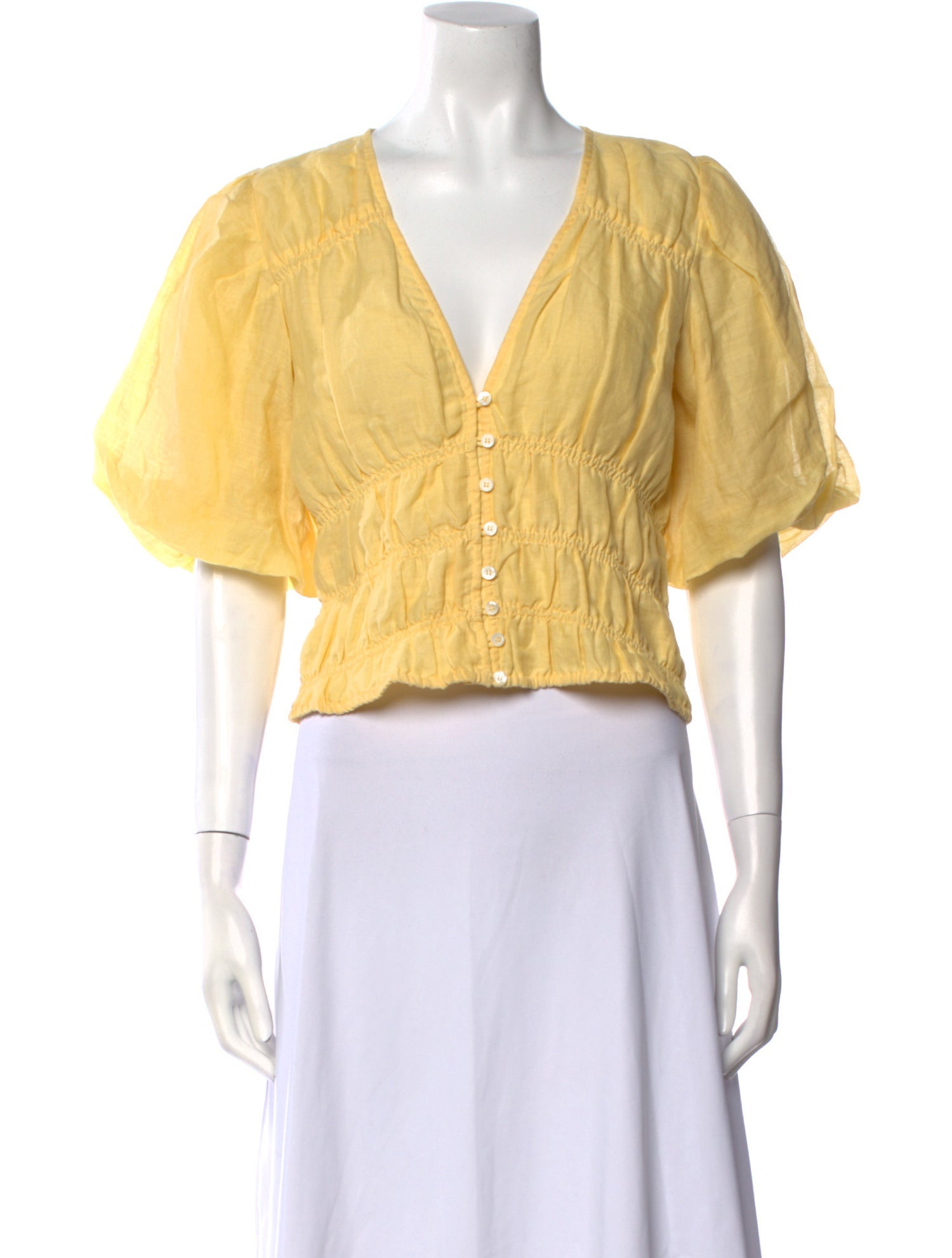 FRAME V-Neck Short Sleeve Crop Top