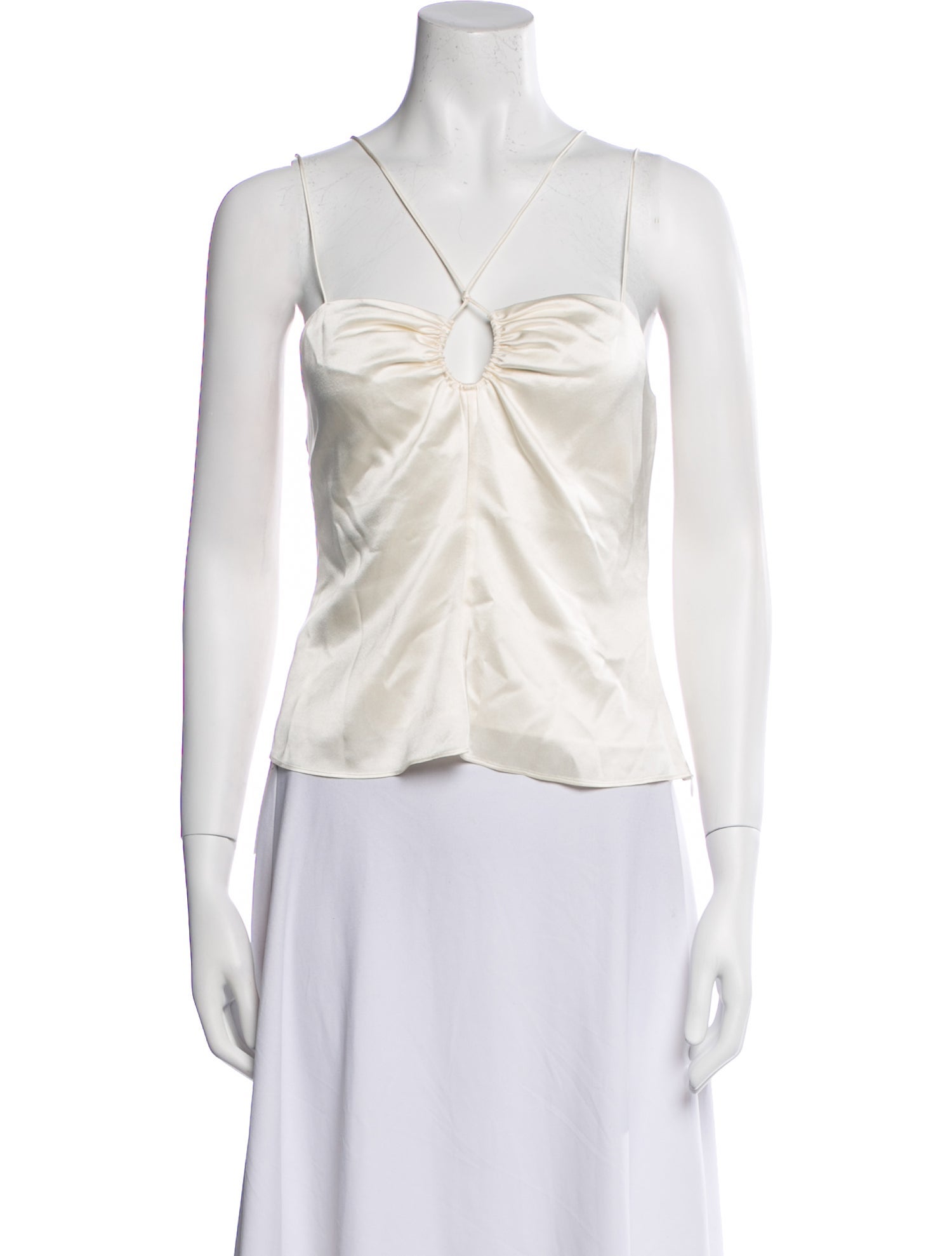 FRAME Silk V-Neck Crop Top