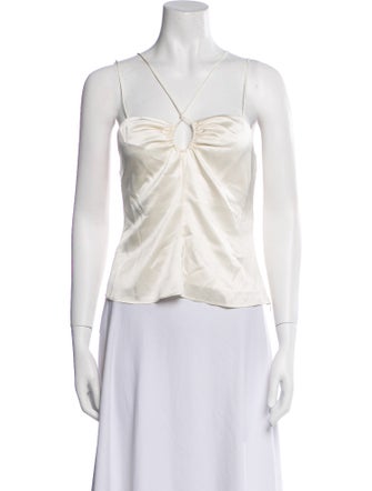 FRAME Silk V-Neck Crop Top