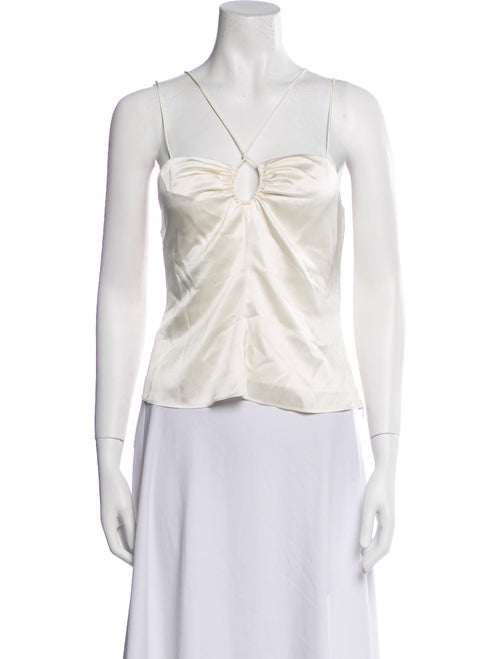 FRAME Silk V-Neck Crop Top