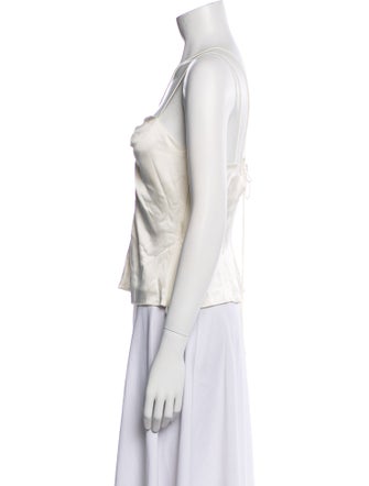 FRAME Silk V-Neck Crop Top