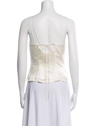 FRAME Silk V-Neck Crop Top