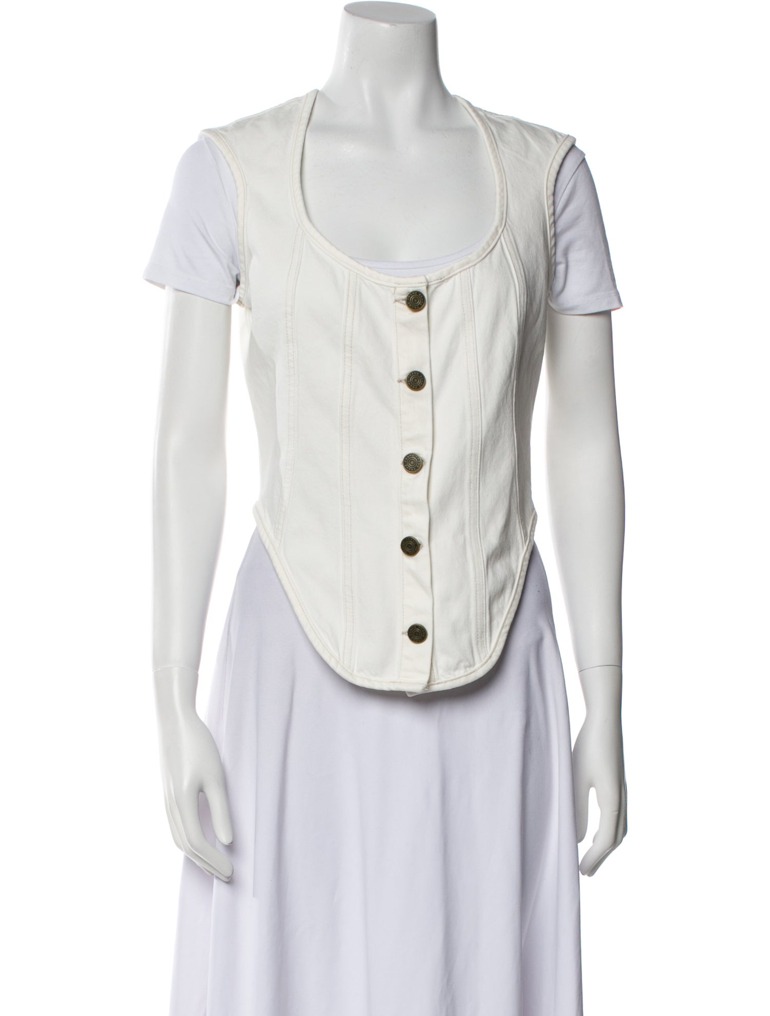 FRAME Scoop Neck Short Sleeve Button-Up Top