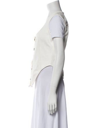 FRAME Scoop Neck Short Sleeve Button-Up Top