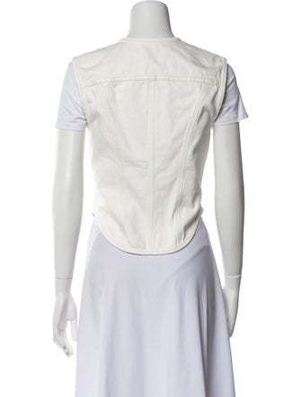 FRAME Scoop Neck Short Sleeve Button-Up Top