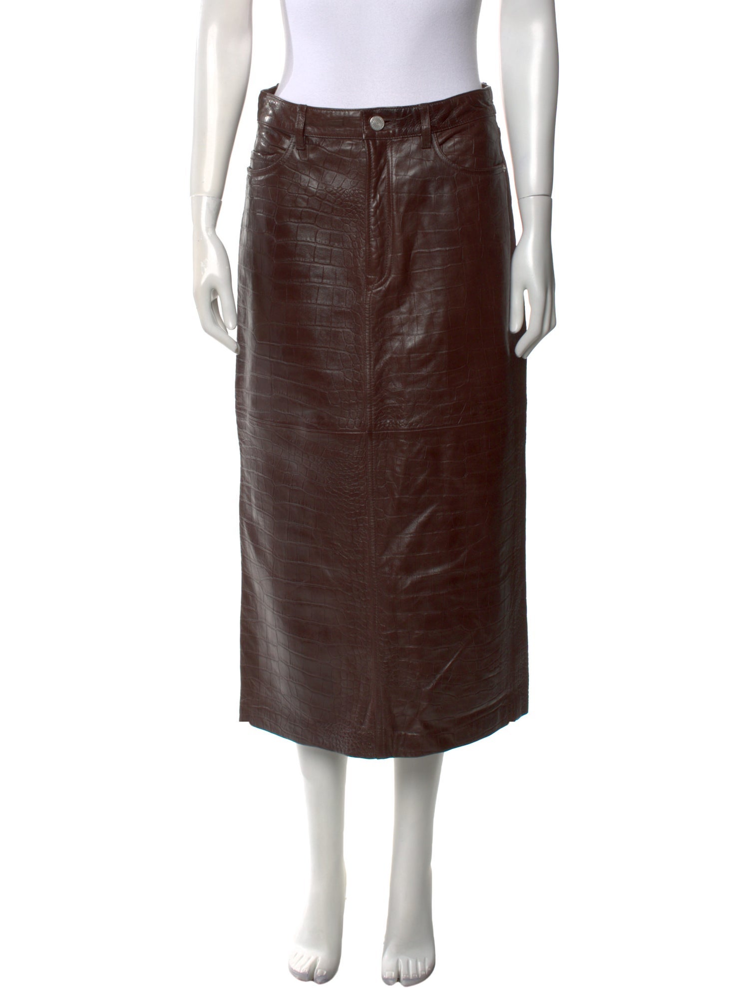 FRAME Leather Midi Length Skirt