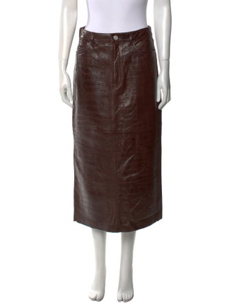 FRAME Leather Midi Length Skirt