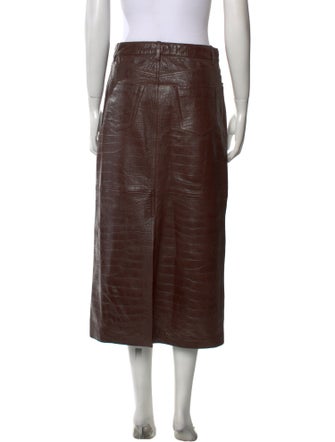 FRAME Leather Midi Length Skirt
