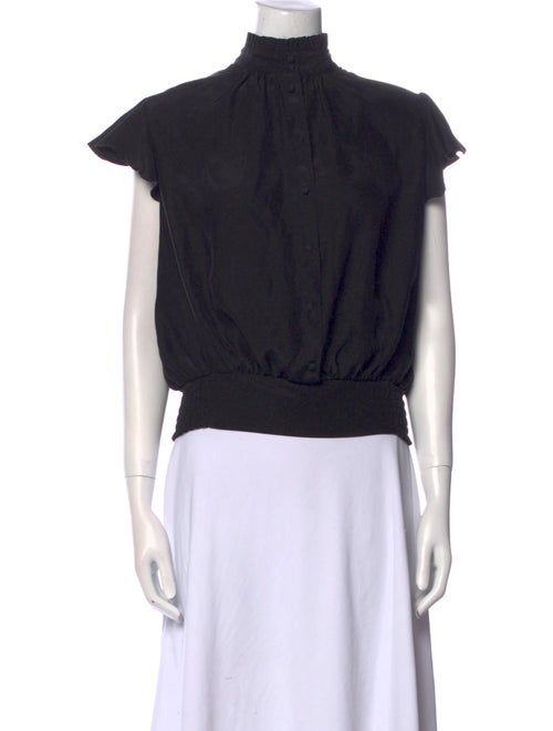 FRAME Silk Mock Neck Crop Top