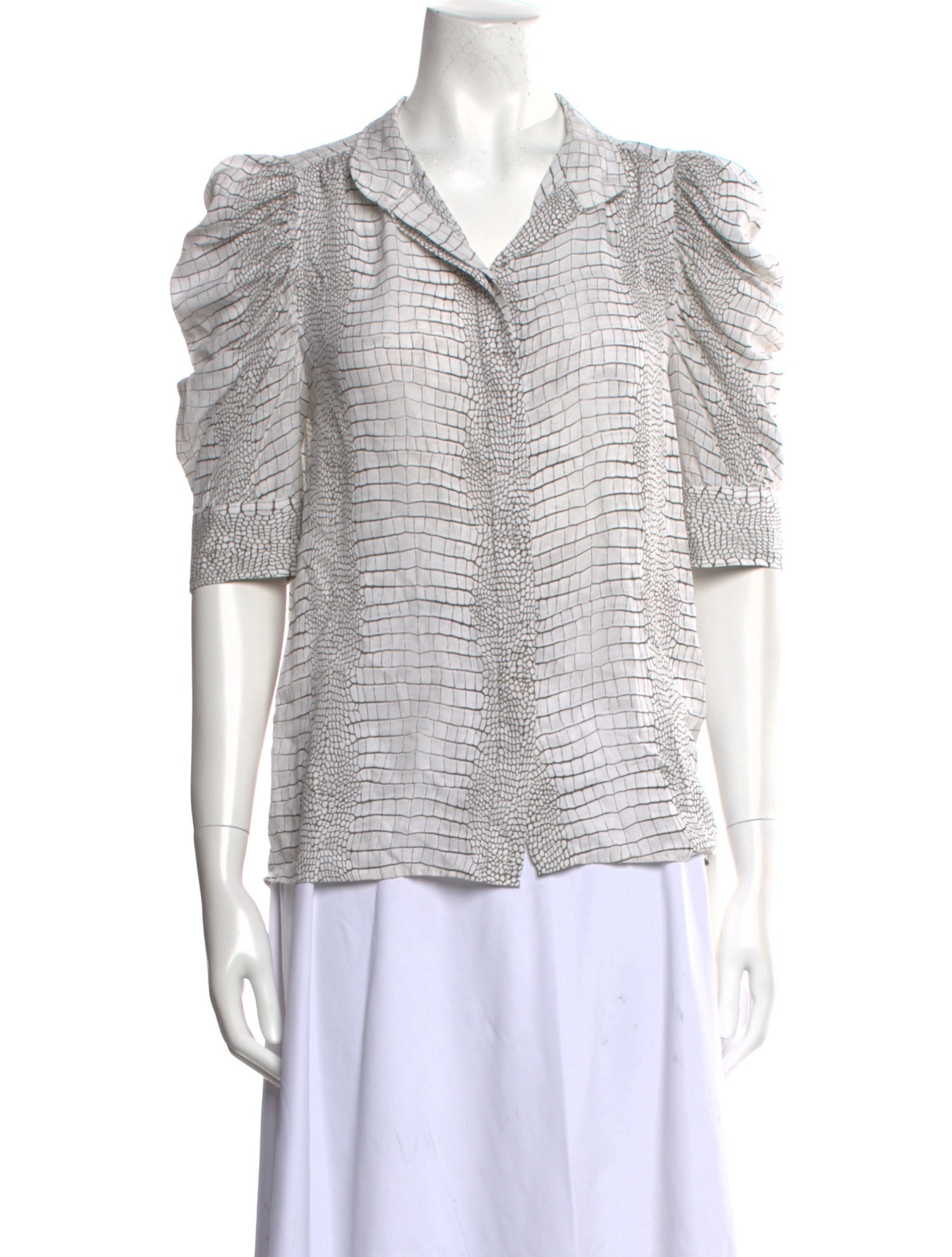 FRAME Silk Short Sleeve Button-Up Top