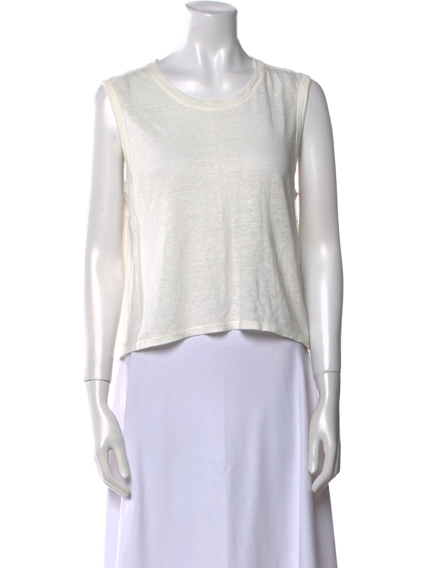 FRAME Linen Scoop Neck Top