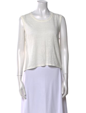 FRAME Linen Scoop Neck Top