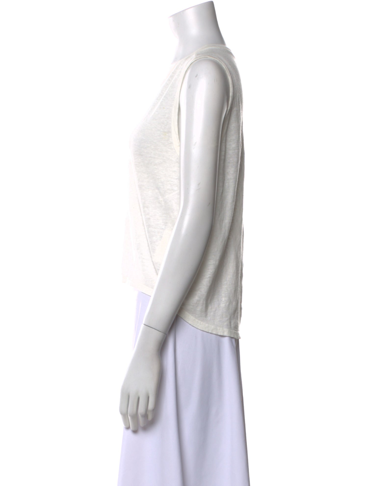 FRAME Linen Scoop Neck Top