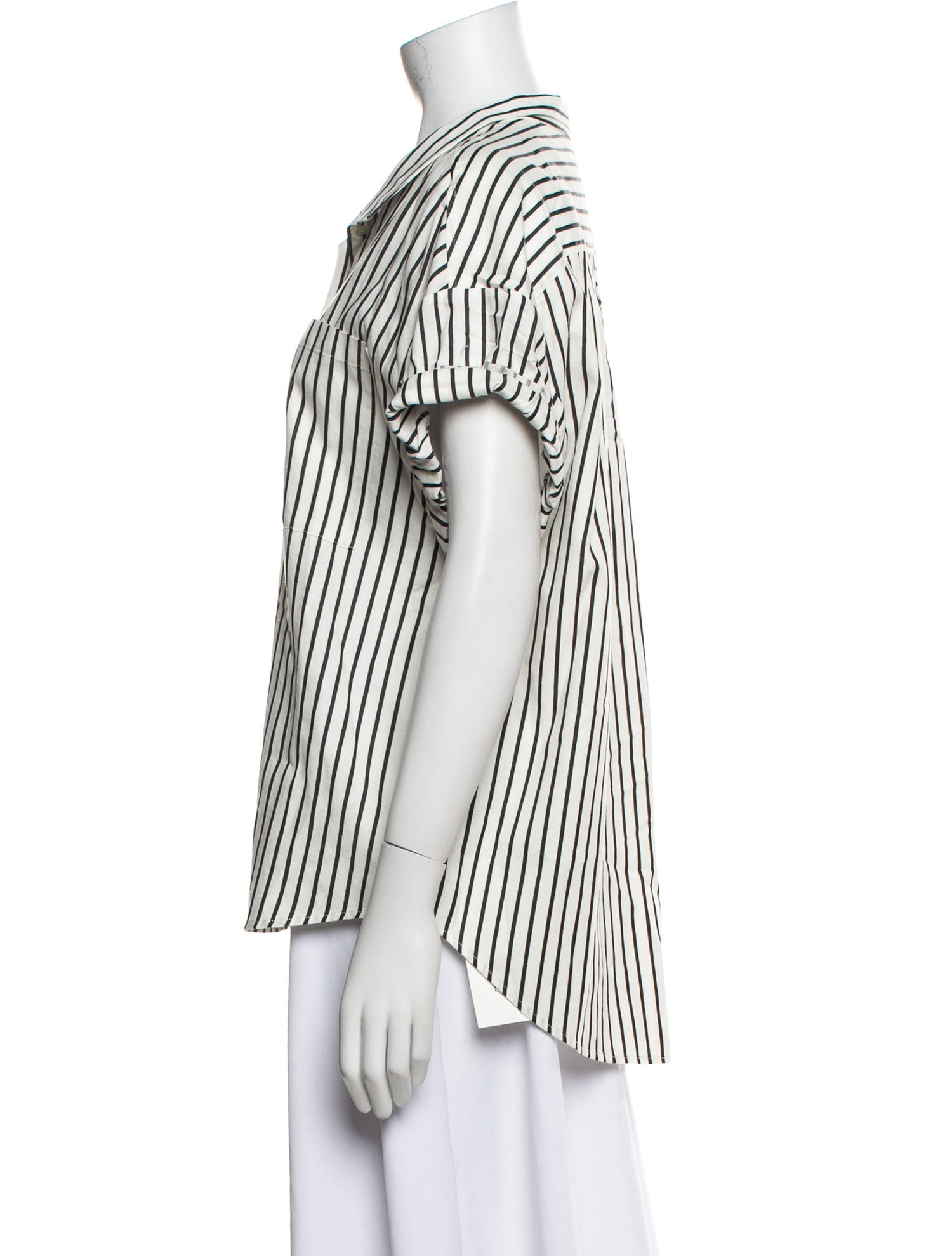 FRAME Striped Short Sleeve Button-Up Top