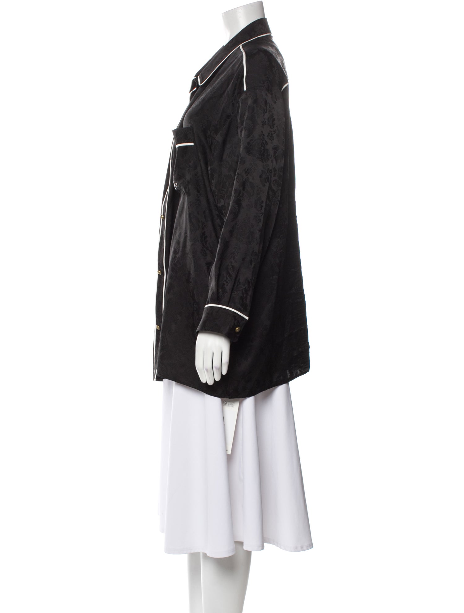 Frame x Ritz Paris Silk Long Sleeve Button-Up Top