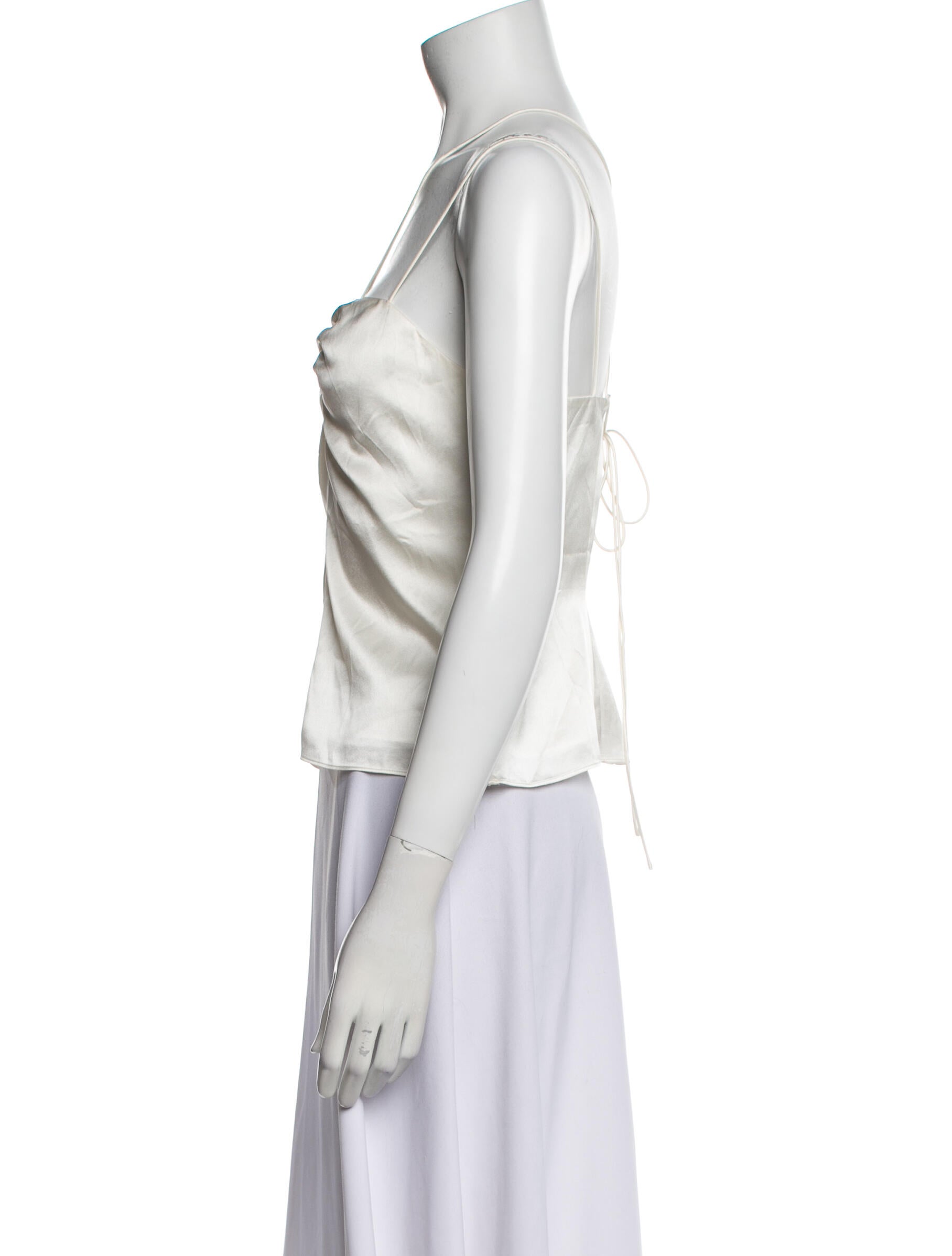 FRAME Silk V-Neck Crop Top