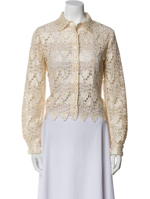 FRAME Lace Pattern Long Sleeve Button-Up Top