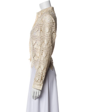 FRAME Lace Pattern Long Sleeve Button-Up Top