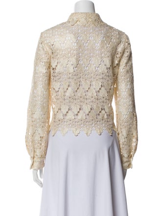 FRAME Lace Pattern Long Sleeve Button-Up Top
