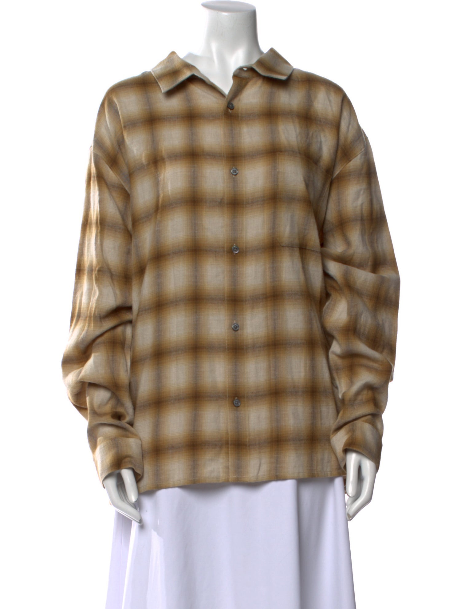 FRAME Plaid Print Long Sleeve Button-Up Top