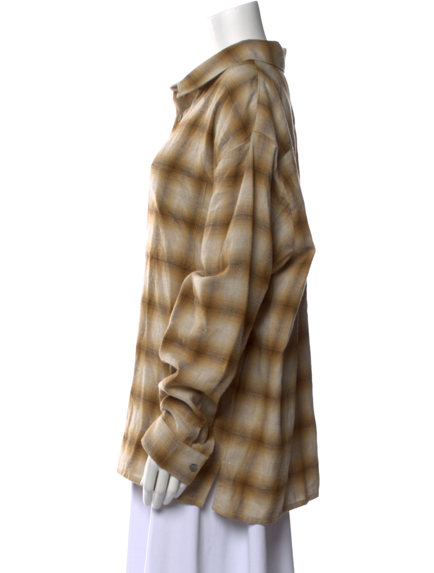 FRAME Plaid Print Long Sleeve Button-Up Top