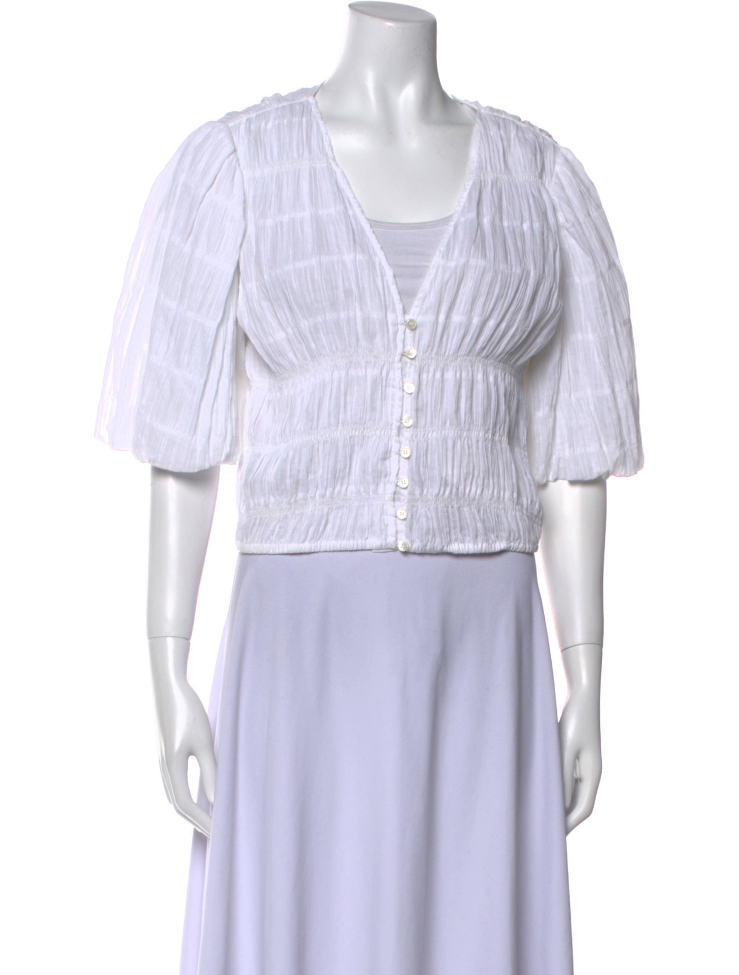 FRAME Striped V-Neck Crop Top