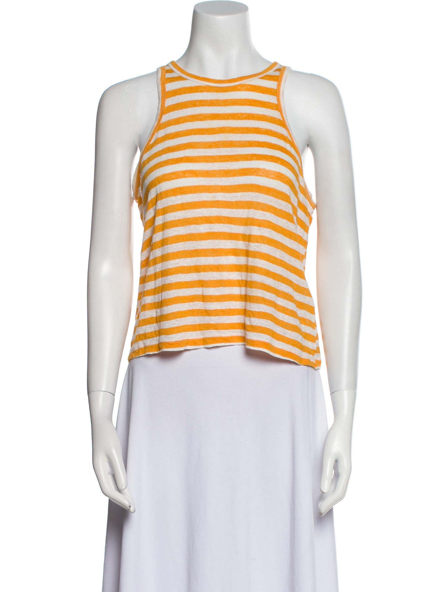FRAME Linen Striped Crop Top