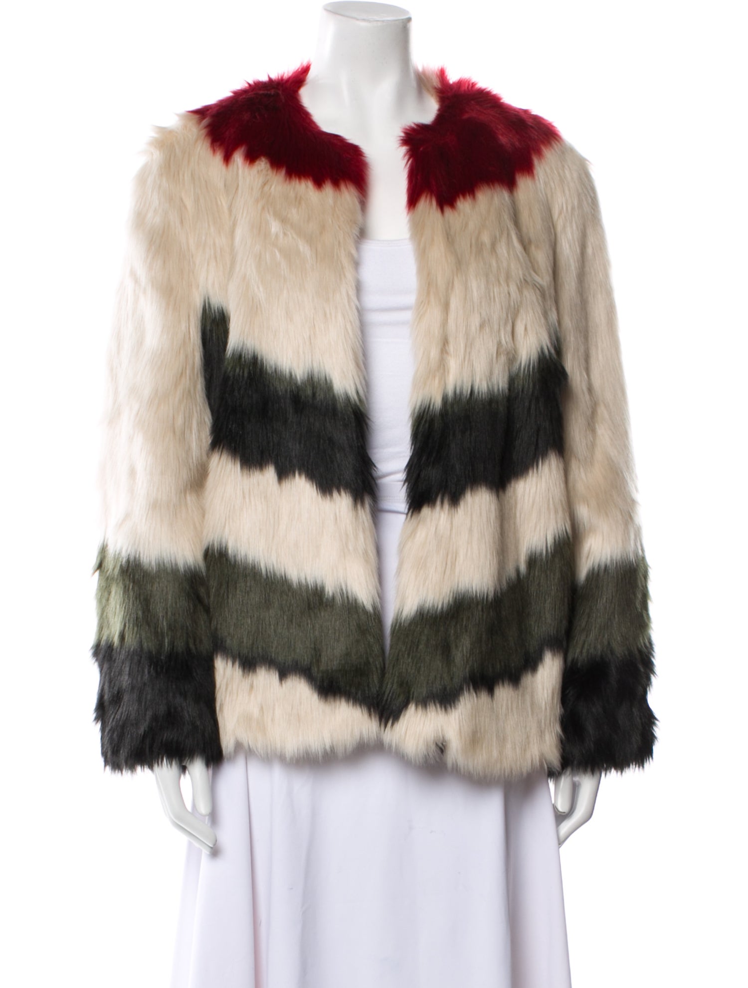 FRAME Striped Faux Fur Jacket w/ Tags