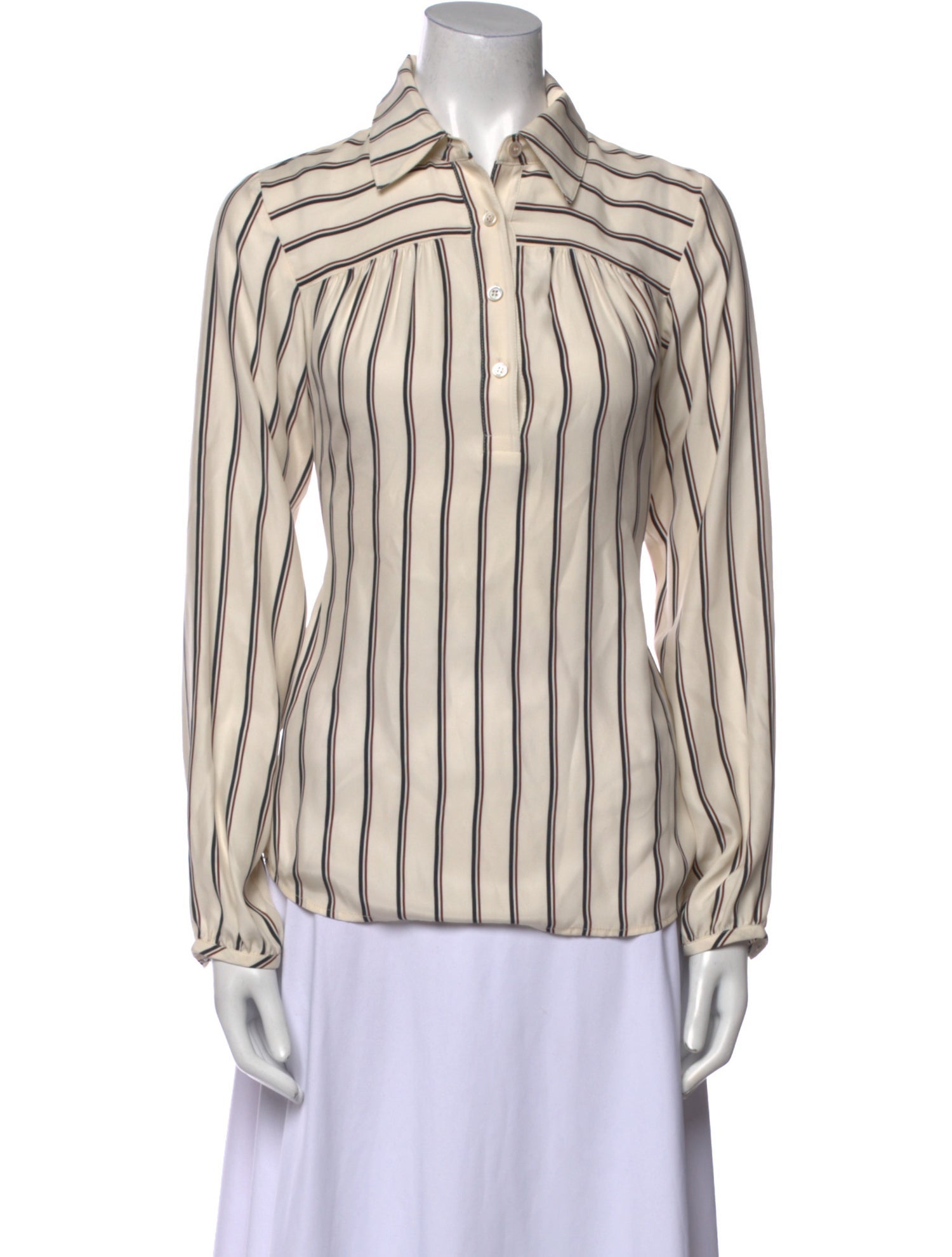 FRAME Silk Striped Button-Up Top w/ Tags