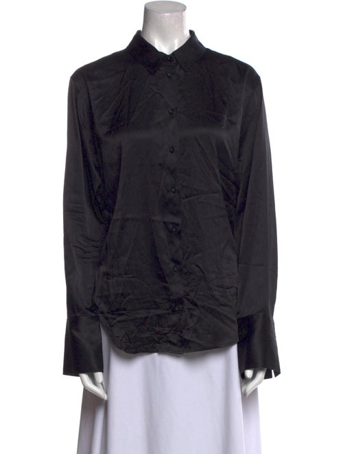 FRAME Silk Long Sleeve Button-Up Top