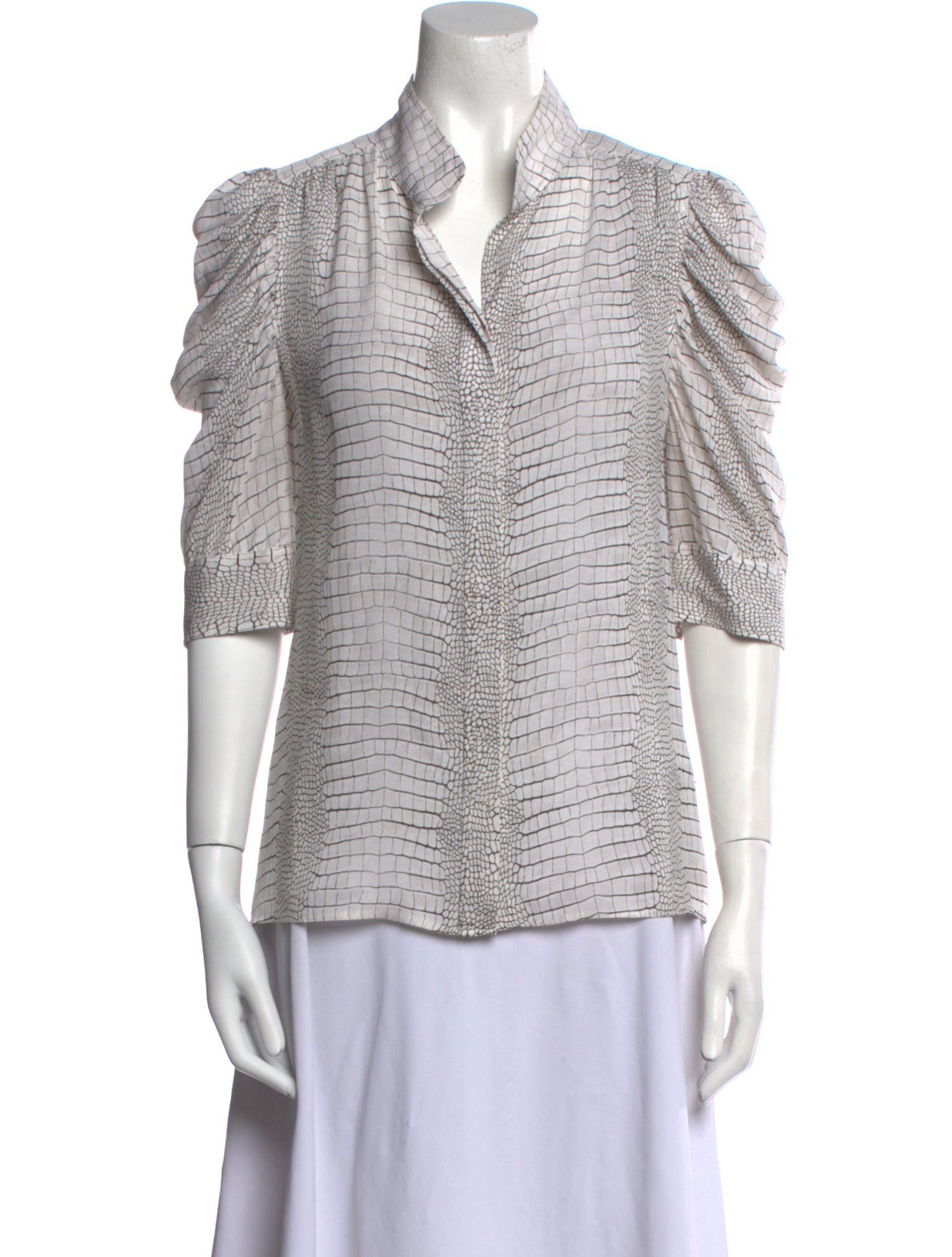 FRAME Silk Animal Print Button-Up Top