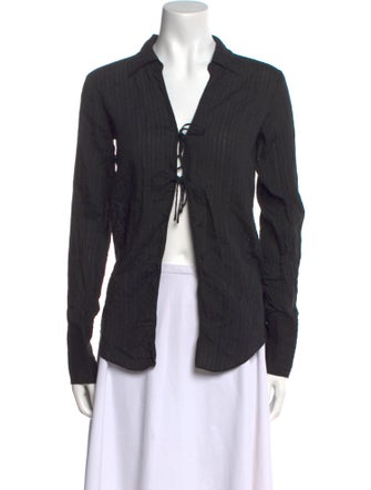 FRAME V-Neck Long Sleeve Button-Up Top