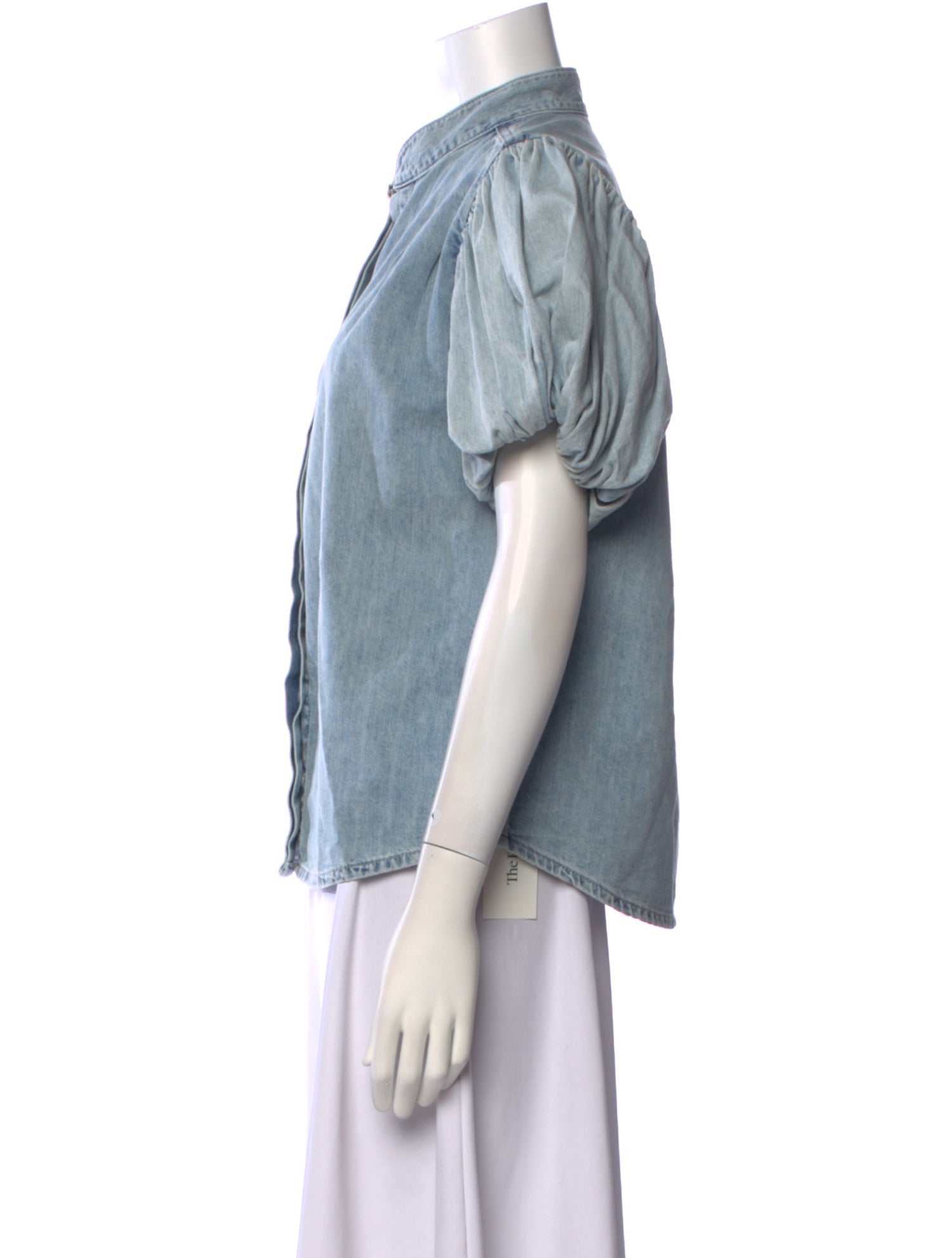 FRAME Mock Neck Short Sleeve Button-Up Top