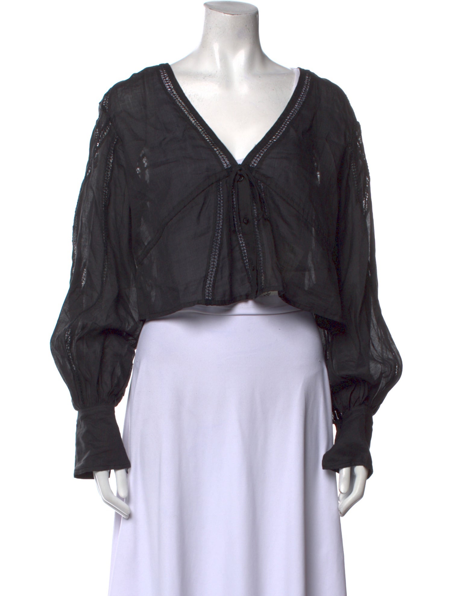 FRAME V-Neck Long Sleeve Crop Top