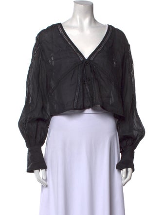 FRAME V-Neck Long Sleeve Crop Top