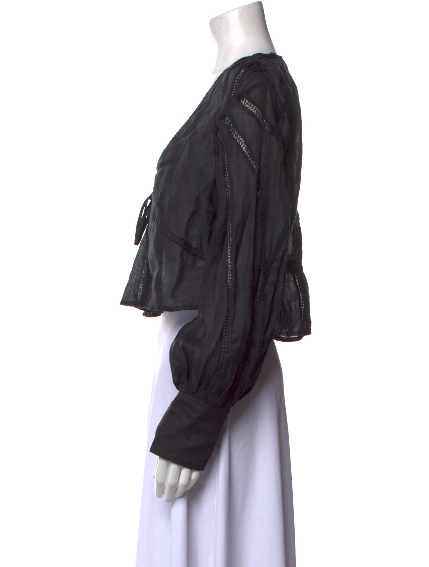 FRAME V-Neck Long Sleeve Crop Top