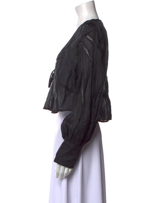 FRAME V-Neck Long Sleeve Crop Top