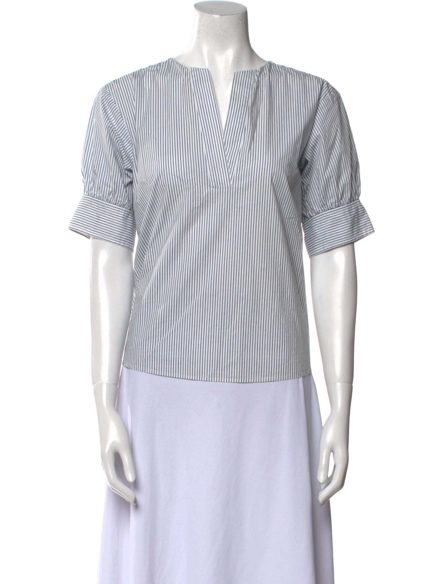 FRAME Striped V-Neck Blouse