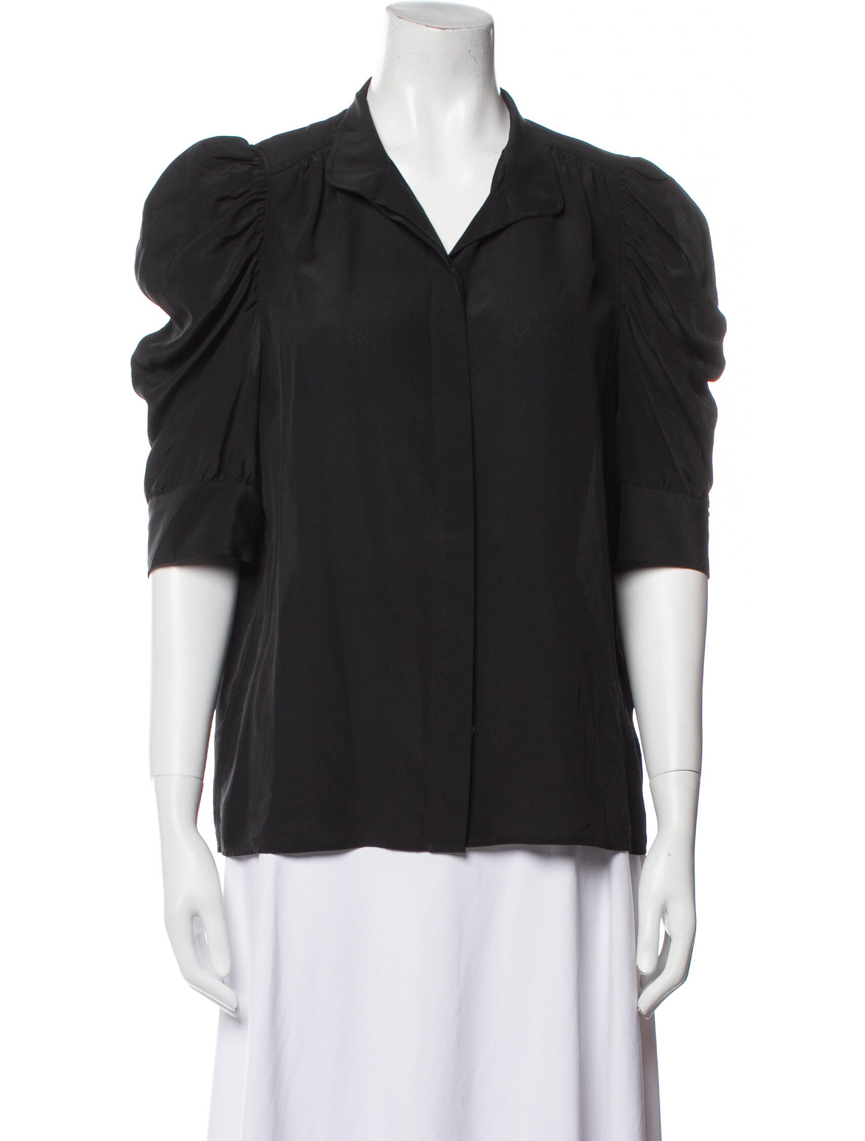 FRAME Silk V-Neck Blouse