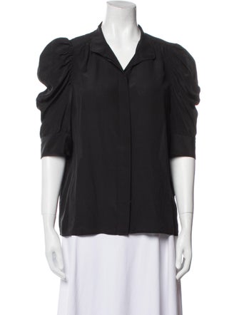 FRAME Silk V-Neck Blouse