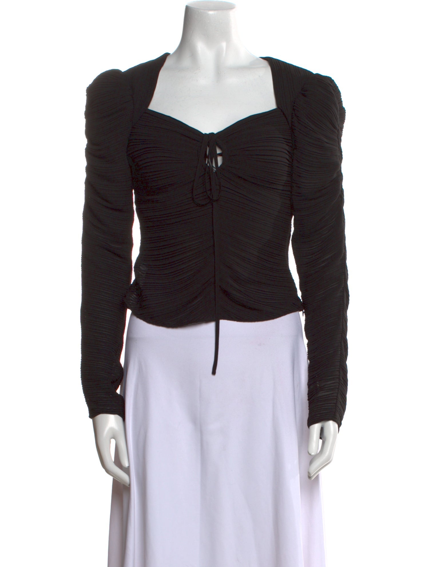 FRAME Square Neckline Long Sleeve Crop Top