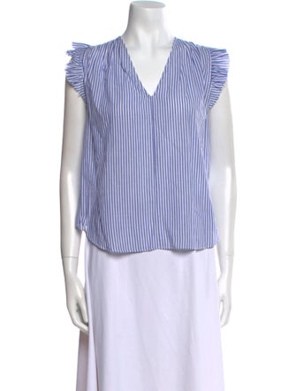 FRAME Striped V-Neck Top