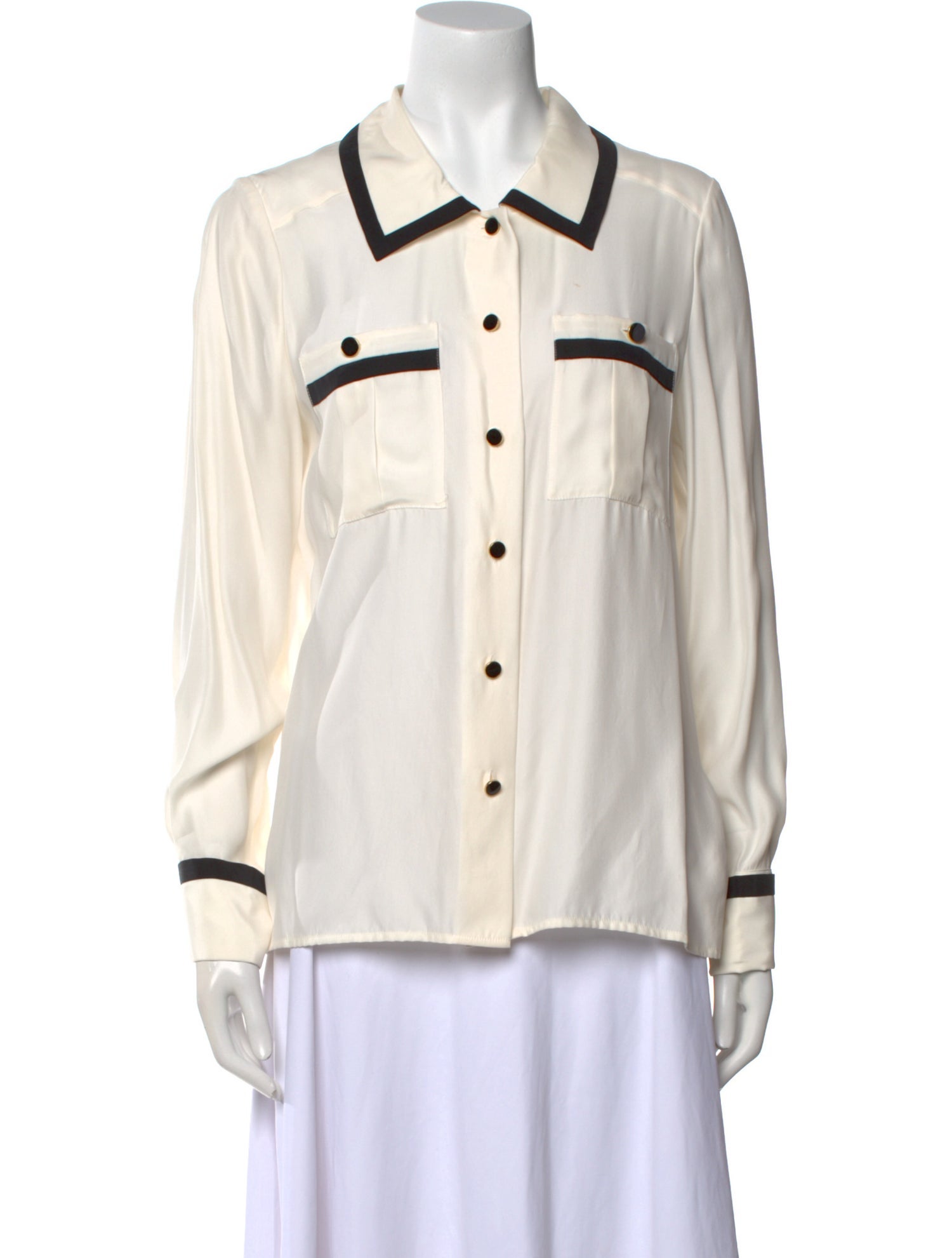 FRAME Silk Long Sleeve Button-Up Top