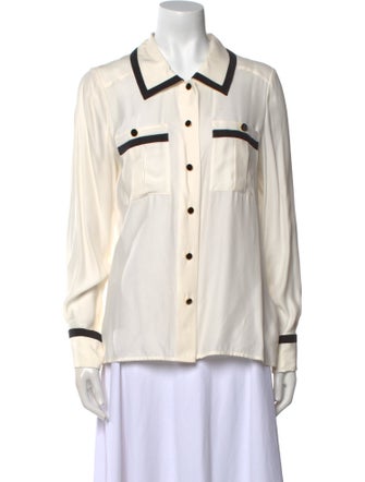 FRAME Silk Long Sleeve Button-Up Top