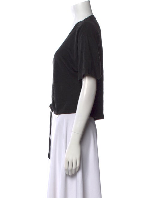 FRAME Linen V-Neck Crop Top