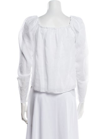 FRAME Off-The-Shoulder Three-Quarter Sleeve Blouse