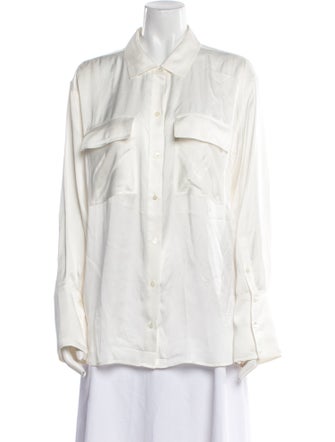 FRAME Silk Long Sleeve Button-Up Top