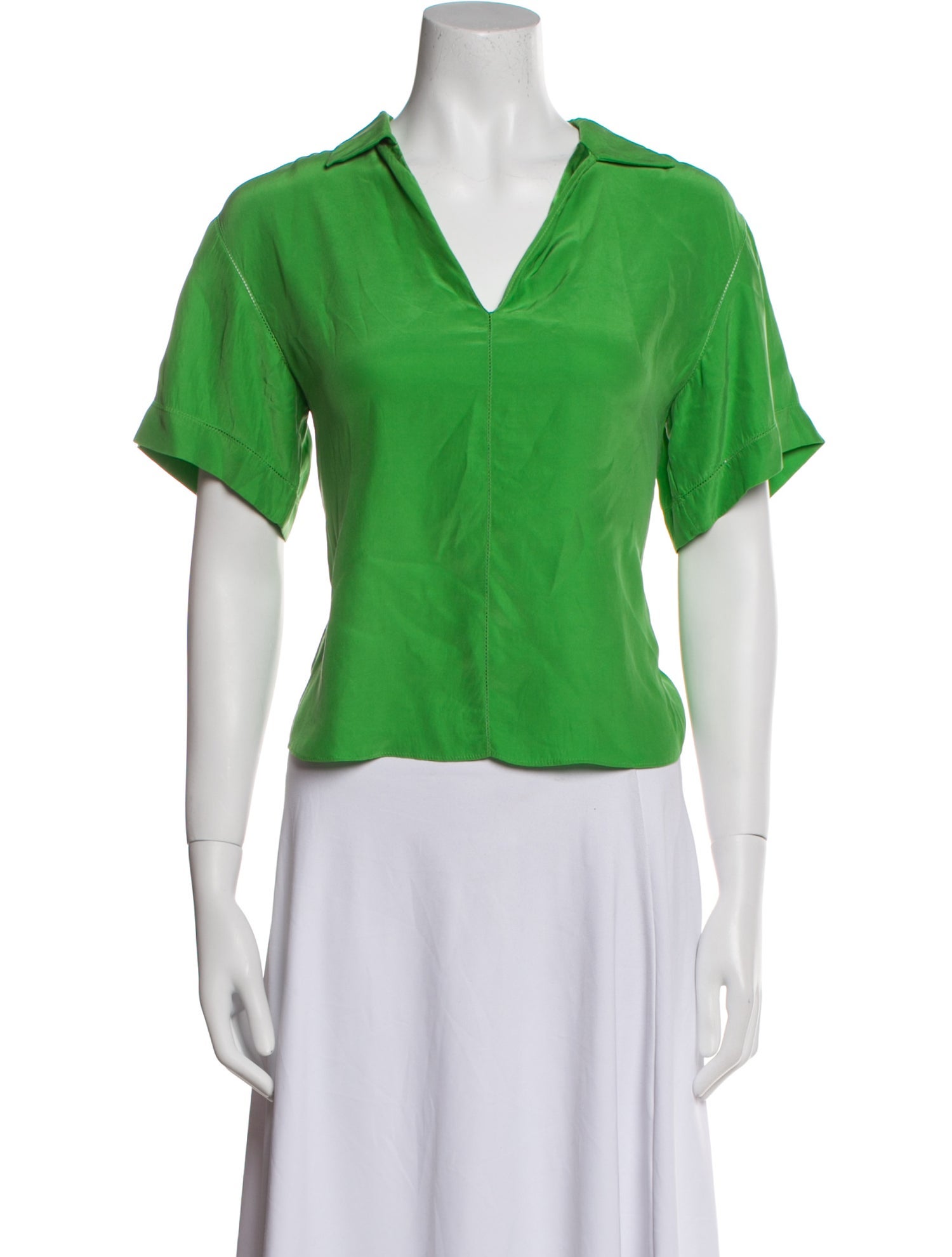 FRAME Silk V-Neck Crop Top