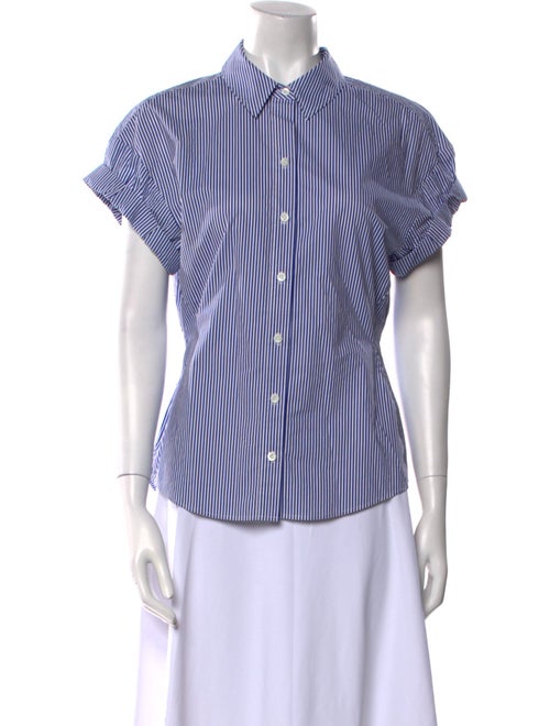 FRAME Striped Short Sleeve Button-Up Top